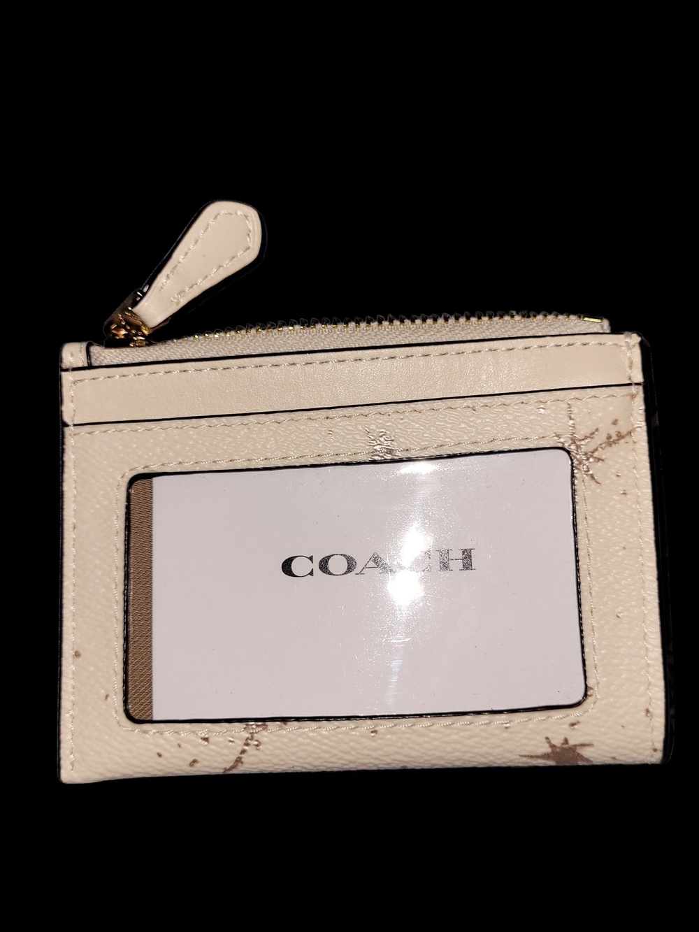Coach Cream Star Print Zip Card Case - Picture 2 of 2